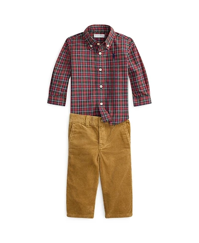 Polo Ralph Lauren Baby Boys 2-Piece Plaid Cotton Shirt and Corduroy Pants Set