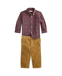 Polo Ralph Lauren Baby Boys 2-Piece Plaid Cotton Shirt and Corduroy Pants Set
