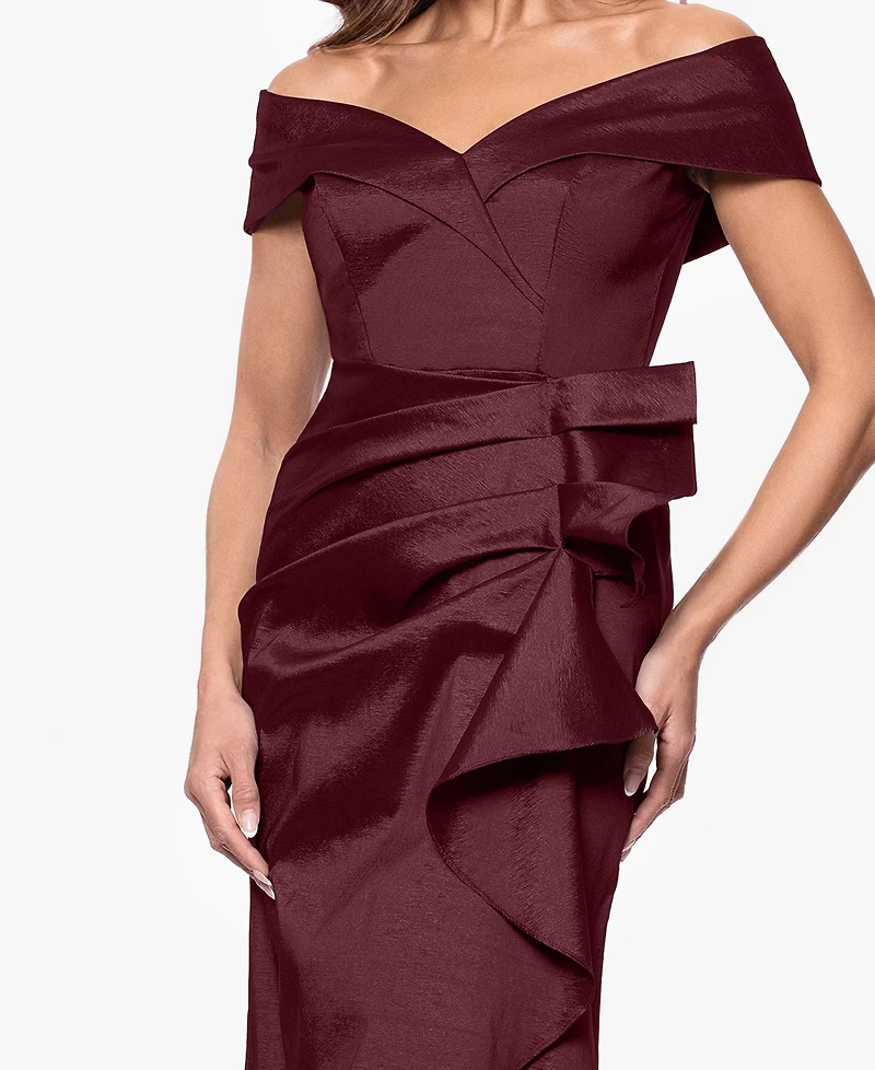 Xscape Women's Taffeta Off-The-Shoulder Sweetheart Gown