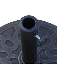 Outsunny 26 lb Round Cast Stone Umbrella Base Holder w/ Decoration Pattern