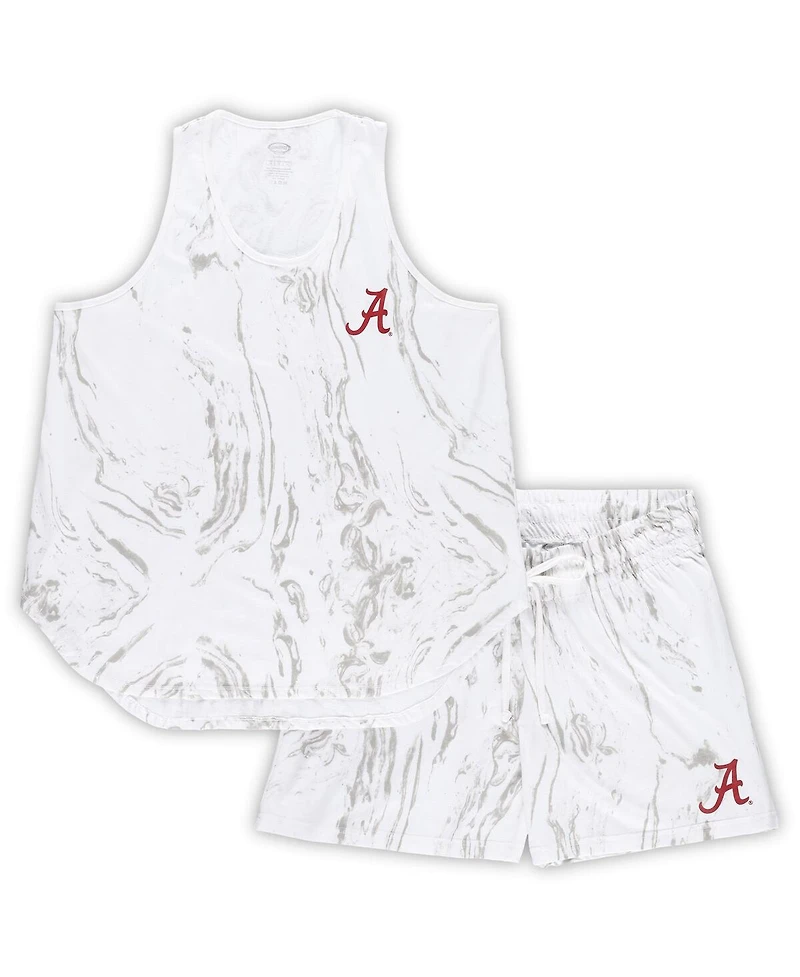Profile Women's White Alabama Crimson Tide Plus Marble Tank and Shorts Set
