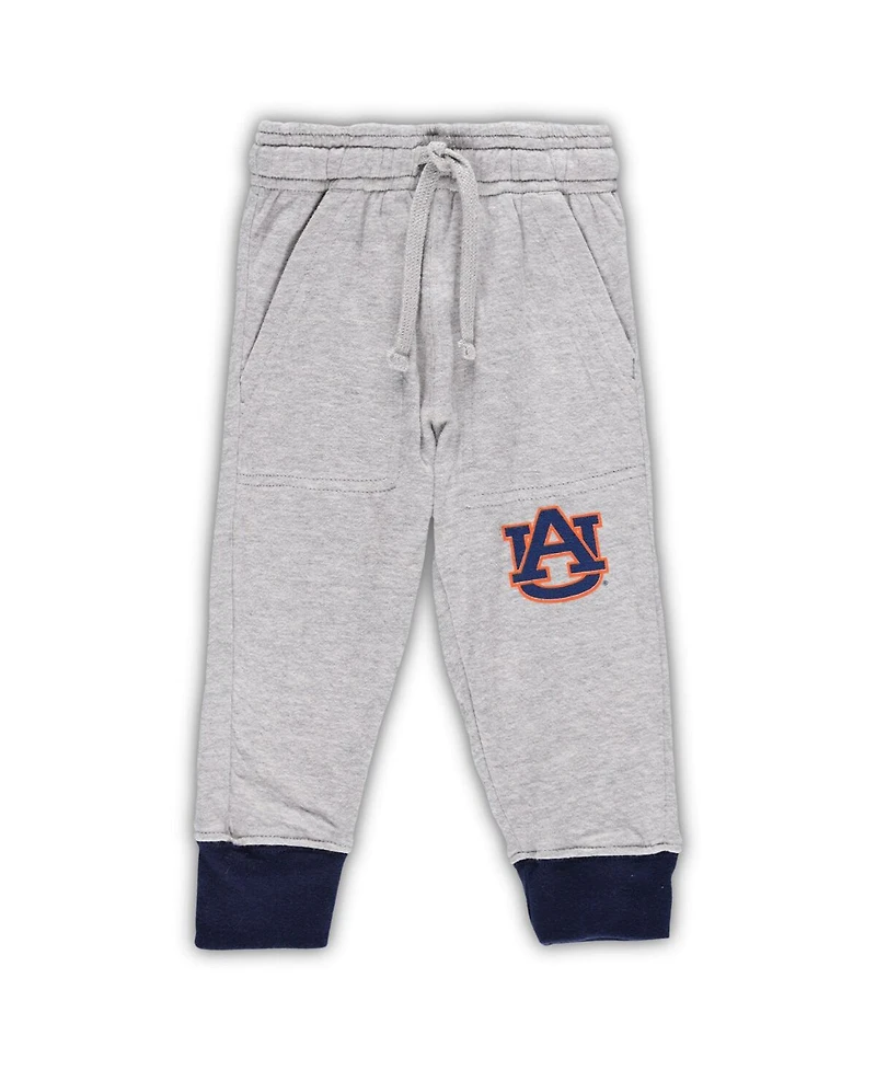 Wes & Willy Baby Boys and Girls Heather Gray Auburn Tigers Jie Long Sleeve Bodysuit Pants Set