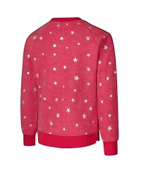 Wes & Willy Big Boys and Girls Scarlet Ohio State Buckeyes Shimmer Star Reverse Fleece Raglan Pullover Sweatshirt