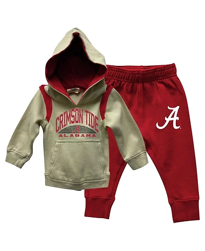 Wes & Willy Baby Boys and Girls Alabama Crimson Tide Color Block Pullover Hoodie Sweatpants Set