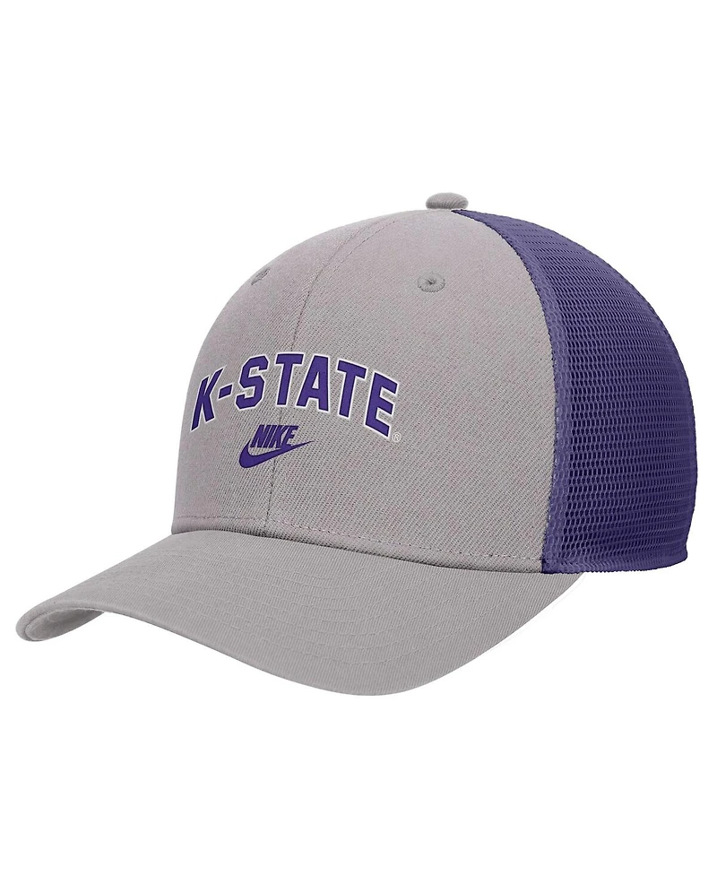 Nike Men's Pewter Kansas State Wildcats Vintage Arch Rise Performance Trucker Adjustable Hat