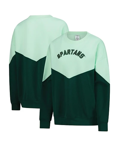 ZooZatz Women's Mint Michigan State Spartans Bestie Oversized Pullover Sweatshirt