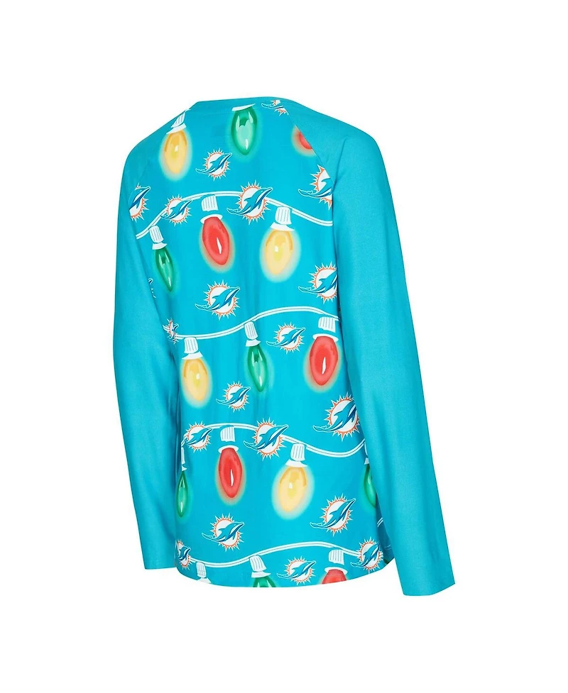 Concepts Sport Women's Aqua Miami Dolphins Garland Knit Raglan Long Sleeve Top and Pants Set