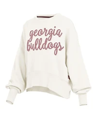 Pressbox Women's Cream Georgia Bulldogs Chelsea Oversized Pullover Sweatshirt