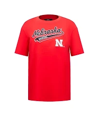 Pro Standard Women's Scarlet Nebraska Huskers Script Tail Oversized Boyfriend T-Shirt