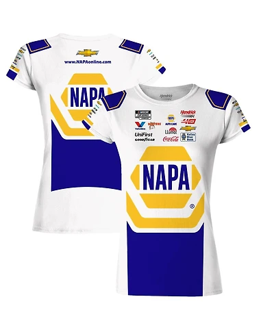 Hendrick Motorsports Team Collection Women's White/Blue Chase Elliott Napa Uniform T-Shirt