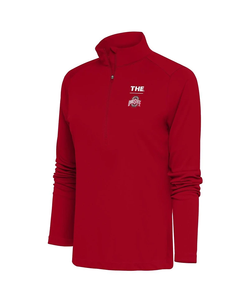 Antigua Women's Scarlet Ohio State Buckeyes The Tribute Half-Zip Pullover Top