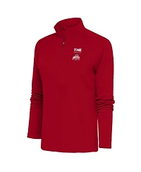 Antigua Women's Scarlet Ohio State Buckeyes The Tribute Half-Zip Pullover Top