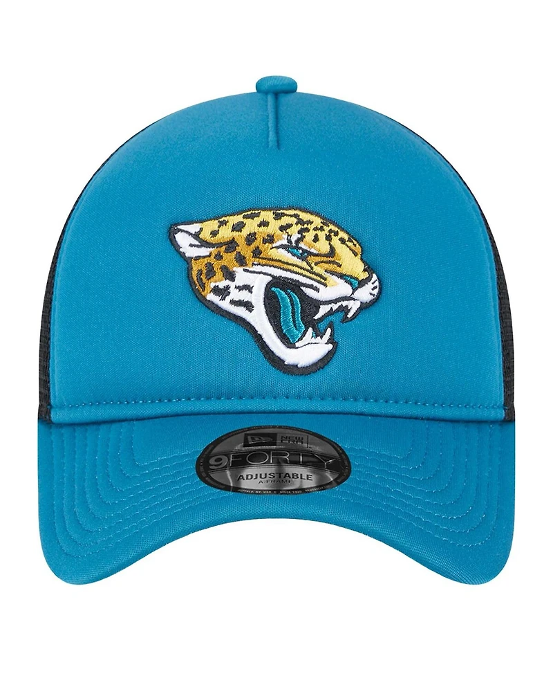 New Era Big Boys and Girls Teal Jacksonville Jaguars A-Frame 9FORTY Trucker Adjustable Hat