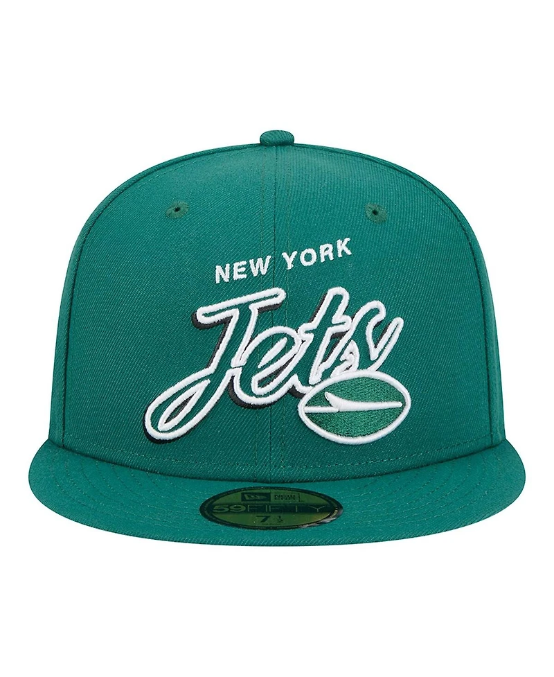 New Era Men's Green New York Jets Script Sided 59FIFTY Fitted Hat
