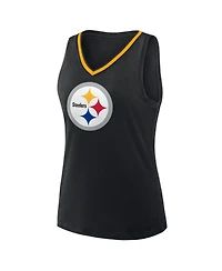 Logo Athletic Women's Black Pittsburgh Steelers Plus Stellar Win V-Neck Tank Top