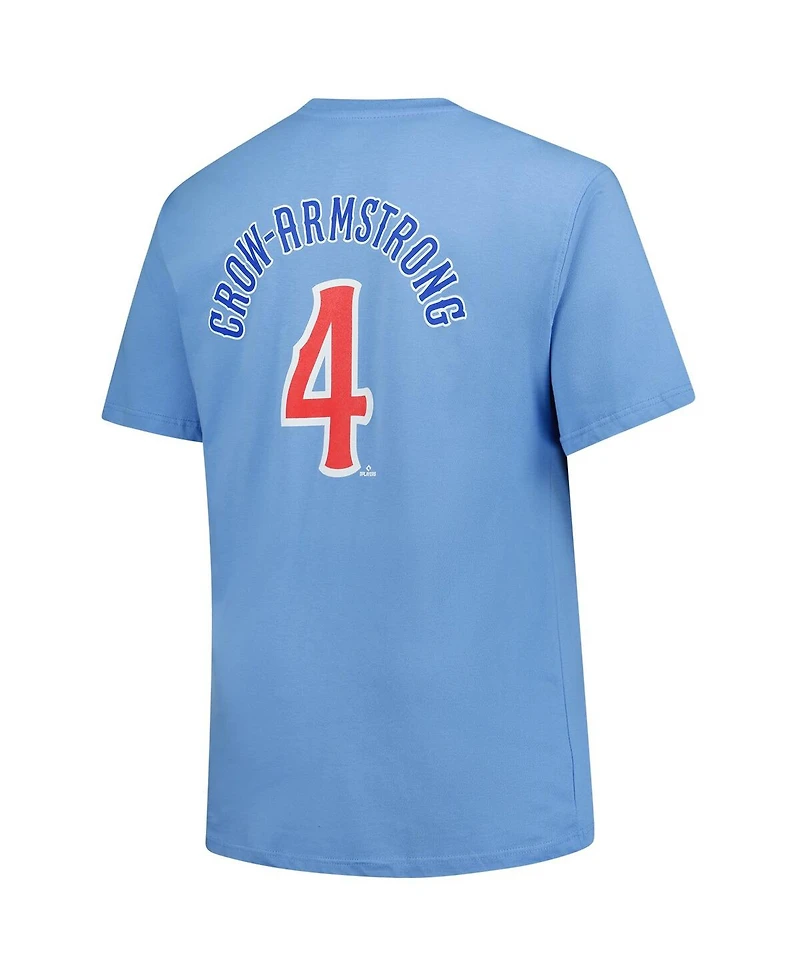 Fanatics Men's Pete Crow-Armstrong Light Blue Chicago Cubs Big Tall Name Number T-Shirt