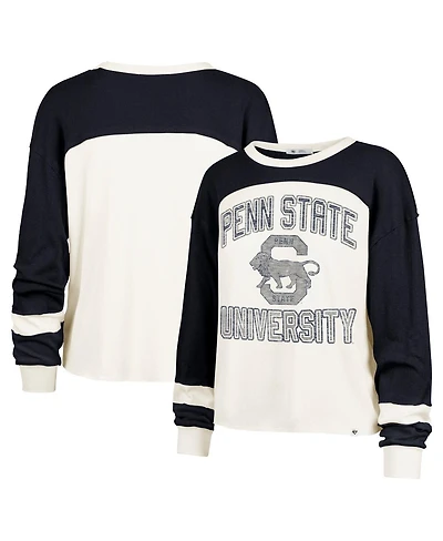 '47 Brand Women's Cream Penn State Nittany Lions Double Header Curve Raglan Long Sleeve T-Shirt