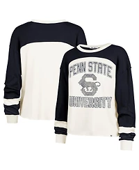 '47 Brand Women's Cream Penn State Nittany Lions Double Header Curve Raglan Long Sleeve T-Shirt