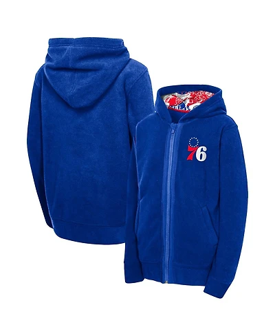 Outerstuff Big Boys and Girls Royal Philadelphia 76ers Key Line Sherpa Full-Zip Hoodie