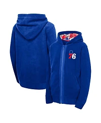 Outerstuff Big Boys and Girls Royal Philadelphia 76ers Key Line Sherpa Full-Zip Hoodie