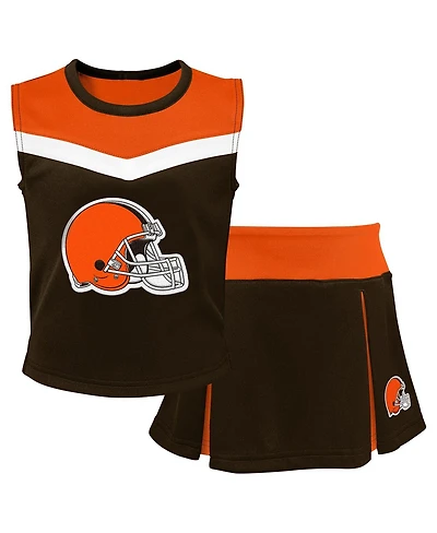Outerstuff Big Girls 2-Piece Brown Cleveland Browns Spirit Cheerleader Set