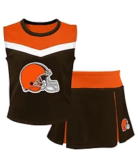 Outerstuff Big Girls 2-Piece Brown Cleveland Browns Spirit Cheerleader Set
