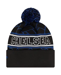 New Era Men's Black Chelsea Sport Cuffed Knit with Pom Hat