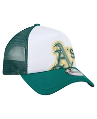 New Era Toddler White/Green Athletics Painted A-Frame 9FORTY Trucker Adjustable Hat