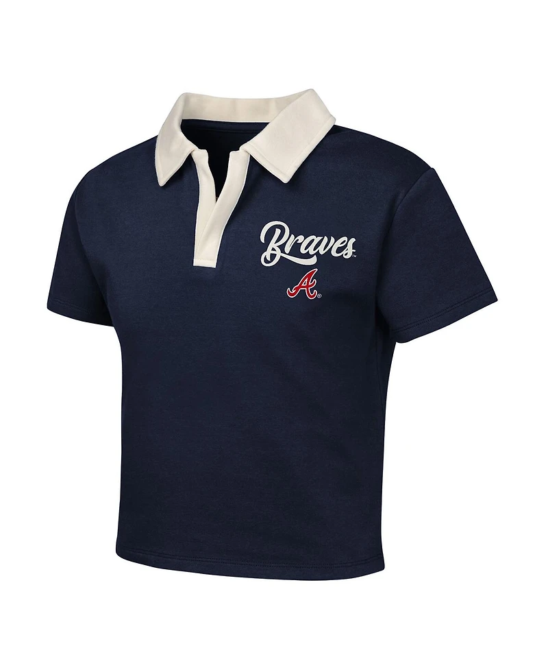 Outerstuff Big Girls Navy Atlanta Braves Base Trainer Johnny Polo Shirt and Skort Set