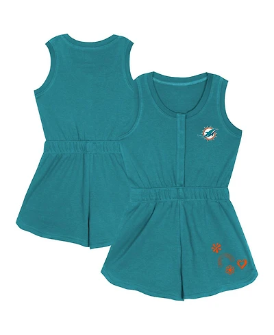 Outerstuff Girls Toddler Aqua Miami Dolphins Super Girl Romper