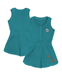Outerstuff Girls Toddler Aqua Miami Dolphins Super Girl Romper