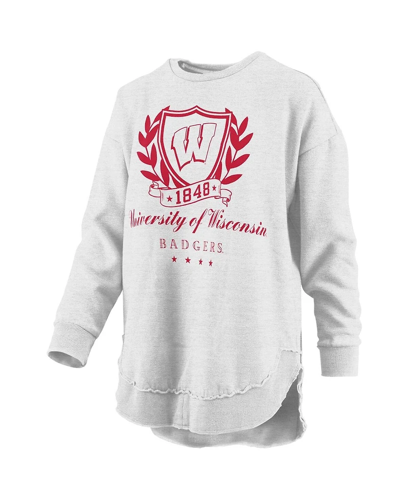 Pressbox Women's Heather Gray Wisconsin Badgers Field Day Melange Poncho Pullover Sweatshirt