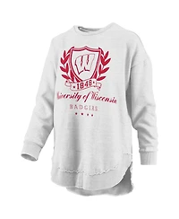 Pressbox Women's Heather Gray Wisconsin Badgers Field Day Melange Poncho Pullover Sweatshirt