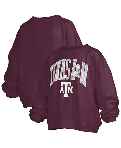 Pressbox Women's Maroon Texas A&M Aggies Janise Arch Over Logo Waist Length Oversized Pullover Sweatshirt