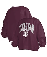Pressbox Women's Maroon Texas A&M Aggies Janise Arch Over Logo Waist Length Oversized Pullover Sweatshirt