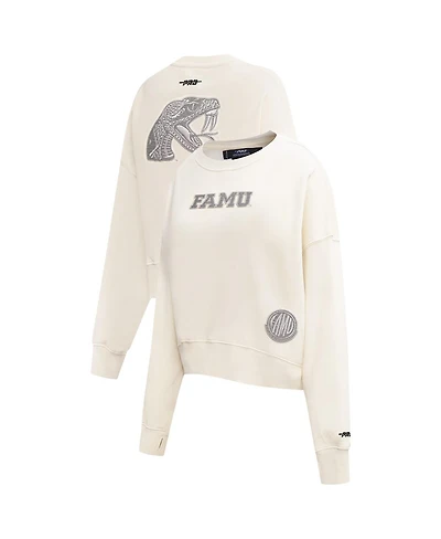 Pro Standard Women's Cream Florida A&M Rattlers French Terry Boxy Cropped Pullover Crewneck Top