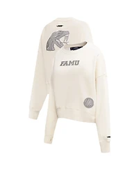 Pro Standard Women's Cream Florida A&M Rattlers French Terry Boxy Cropped Pullover Crewneck Top