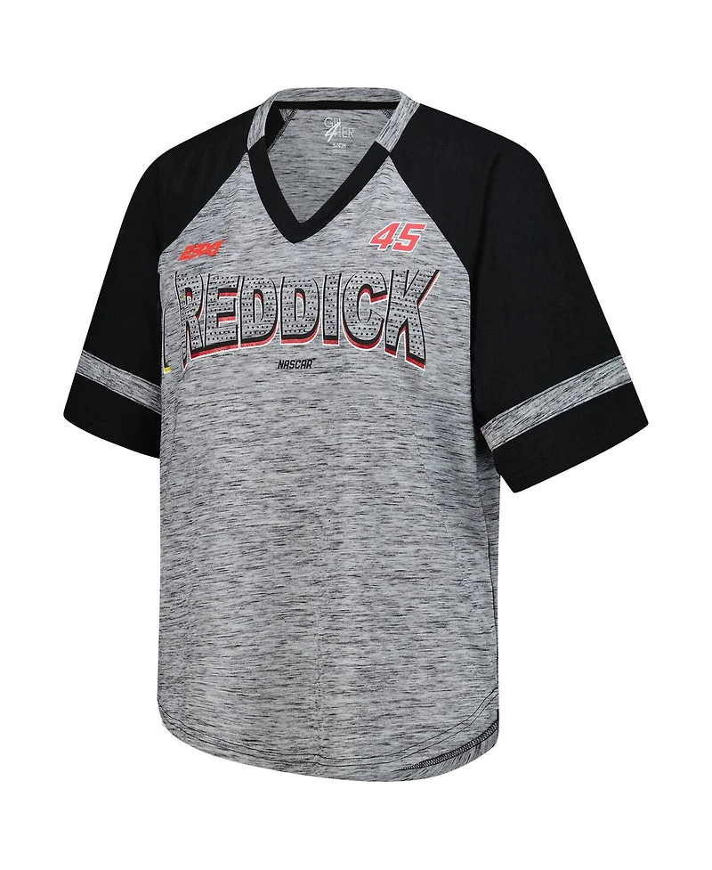 G-iii 4Her by Carl Banks Women's Heather Gray Tyler Reddick Hall of Fame Oversized Raglan V-Neck T-Shirt