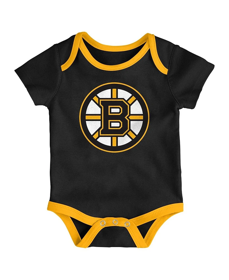 Outerstuff Baby Boys and Girls 3-Pack Boston Bruins Loyal Buddies Bodysuit Set