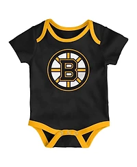 Outerstuff Baby Boys and Girls 3-Pack Boston Bruins Loyal Buddies Bodysuit Set
