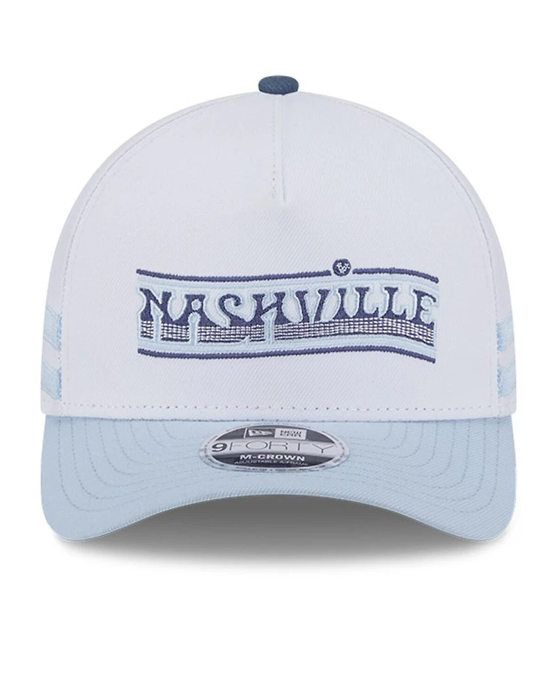 New Era Men's White/Light Blue Nashville Sc 2025 Jersey Hook 9FORTY M-Crown Adjustable Hat