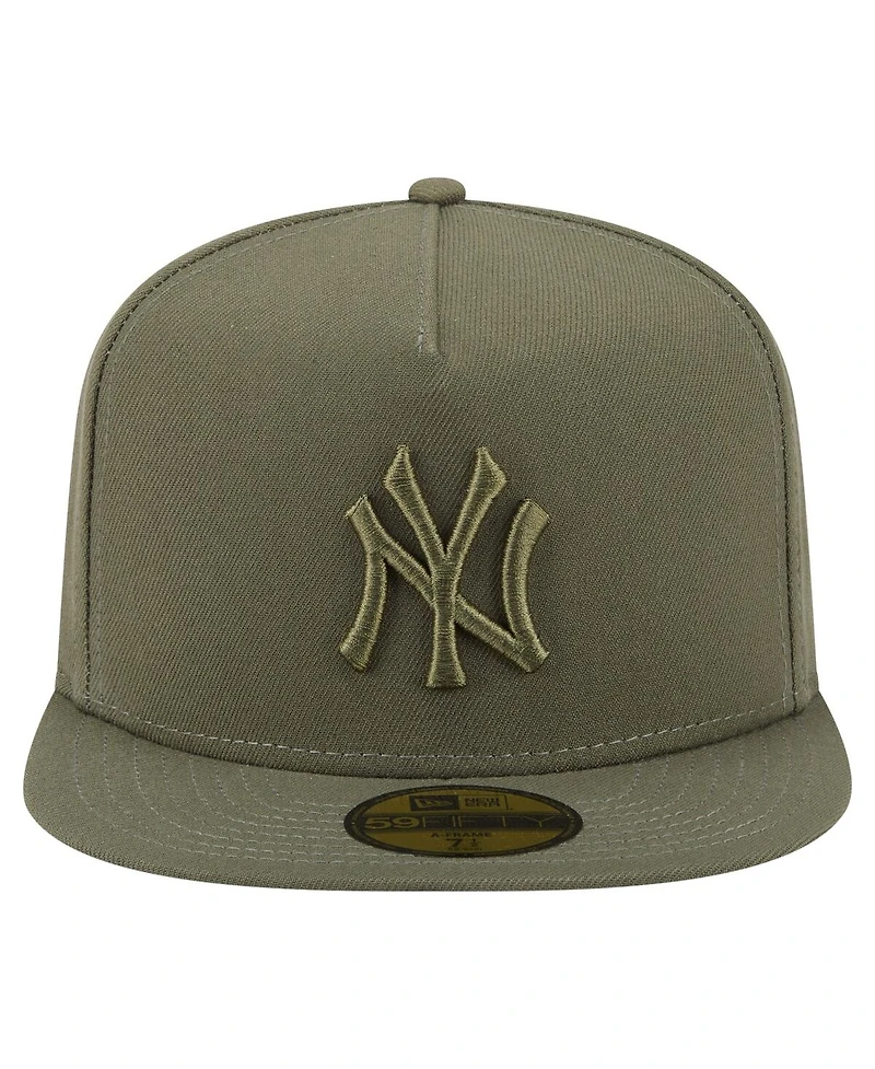 New Era Men's Olive York Yankees Color Pack A-Frame 59FIFTY Fitted Hat