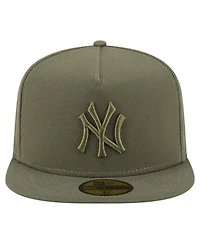 New Era Men's Olive York Yankees Color Pack A-Frame 59FIFTY Fitted Hat