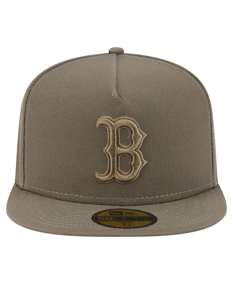 New Era Men's Olive Boston Red Sox Color Pack A-Frame 59FIFTY Fitted Hat