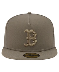 New Era Men's Olive Boston Red Sox Color Pack A-Frame 59FIFTY Fitted Hat