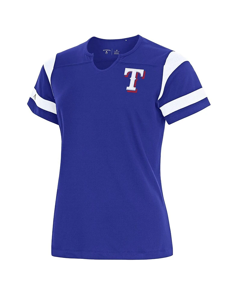 Antigua Women's Royal Texas Rangers Encounter Notch Neck Top