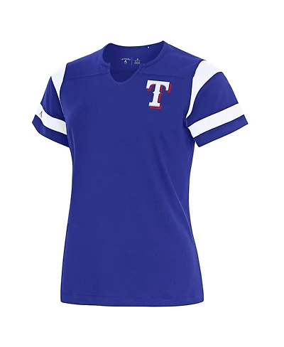 Antigua Women's Royal Texas Rangers Encounter Notch Neck Top