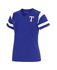 Antigua Women's Royal Texas Rangers Encounter Notch Neck Top