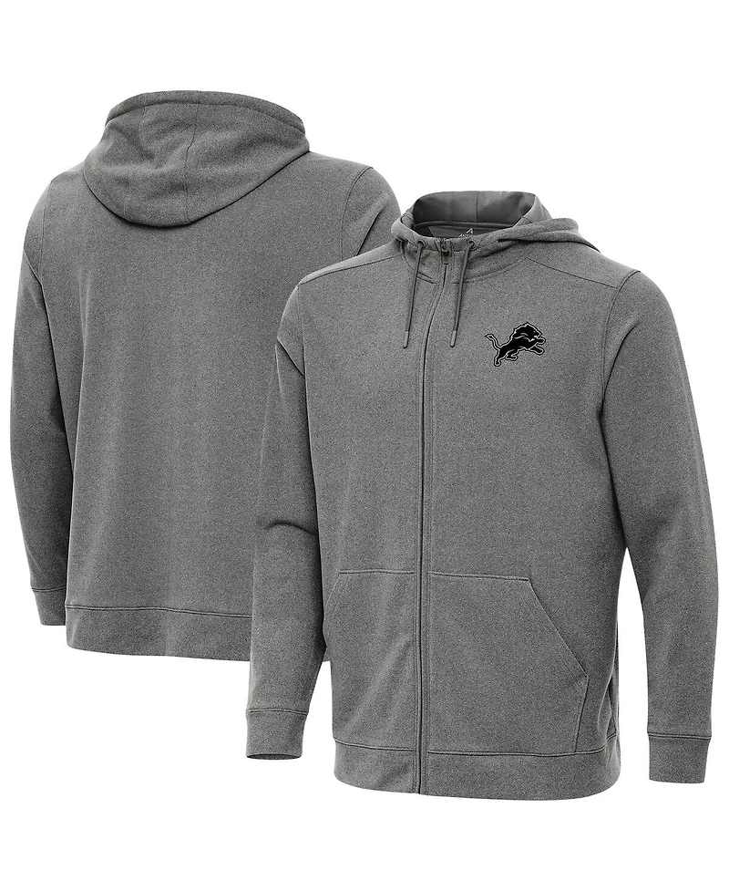 Antigua Men's Heather Black Detroit Lions Effortless Full-Zip Hoodie Jacket