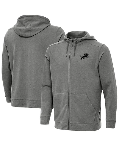 Antigua Men's Heather Black Detroit Lions Effortless Full-Zip Hoodie Jacket